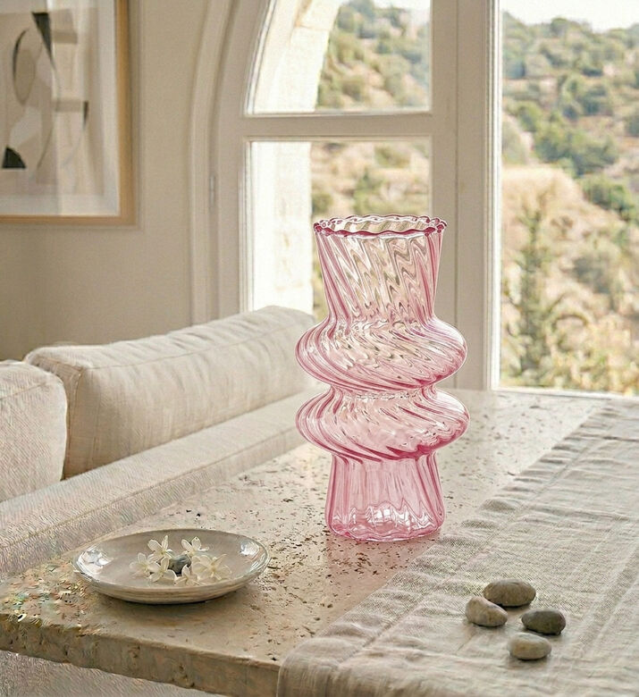 Easy Life Glass Double-bulbous Vase, Pink, Packshot View