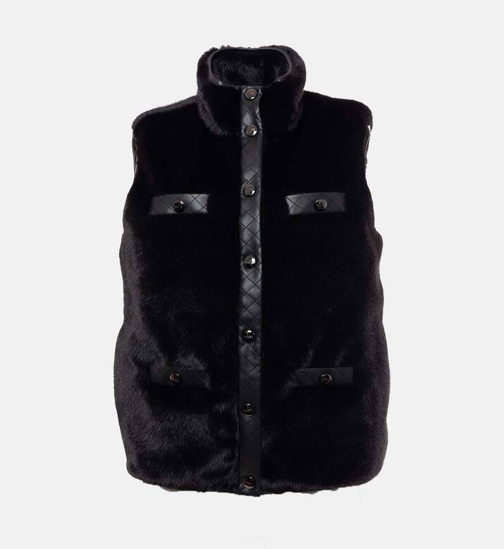 Weill Faux Fur Sleeveless Round Neck Vest, Packshot View