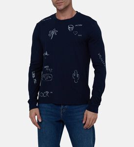 تيشيرت بياقة دائرية طويلة الأكمام