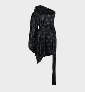 فستان قصير بأكمام منتفخة