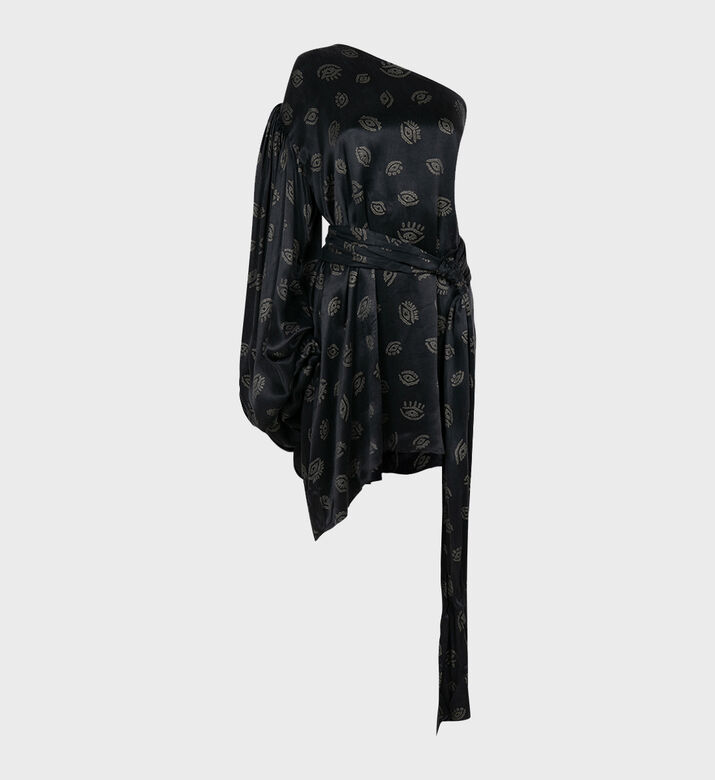 Eye One-balloon Sleeve Mini Dress