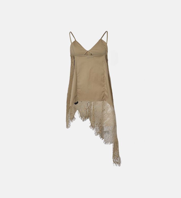 Lace Overlay Asymmetric V-neck Cami