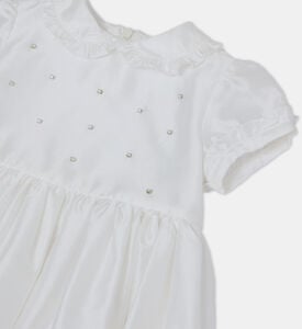 Satin Rhinestones Collared Flared Dress Satin Rhinestones Collared Flared Dress