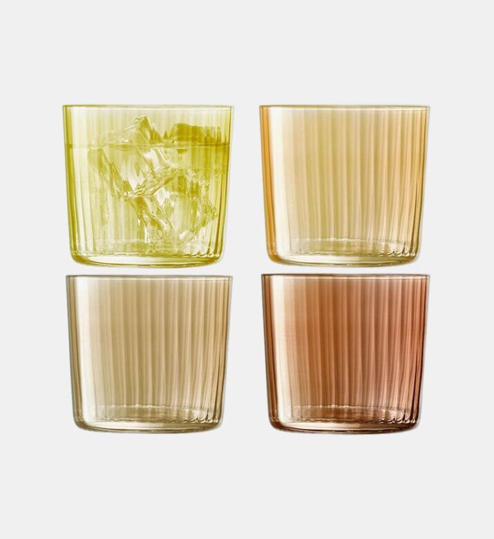 أكواب مزخرفة بجواهر 310 مل متنوعة بلون يشم 4 قطع