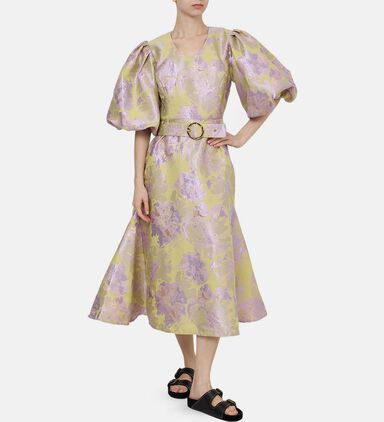 Floral-print V-neck Dress