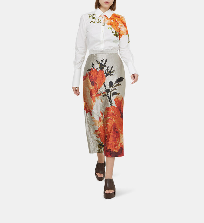 Rose-printed Pencil Midi Skirt Rose-printed Pencil Midi Skirt
