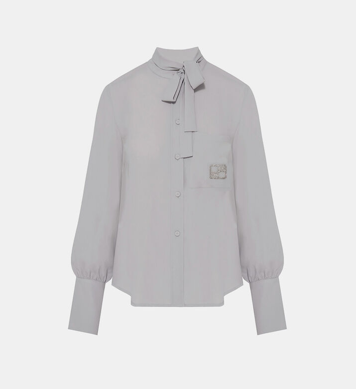 Silk Mandarin Collar Shirt