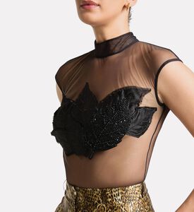 Savanna Vesper Crystal Leaf Sleeveless Bodysuit, Model View