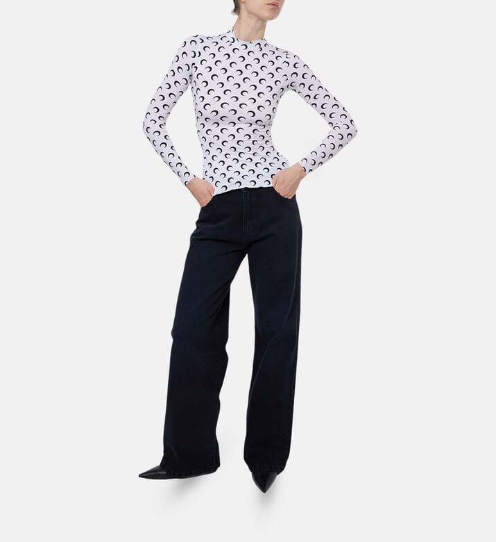 Marine Serre Top Jersey, White, S, Model View Marine Serre Top Jersey, White, S, Model View