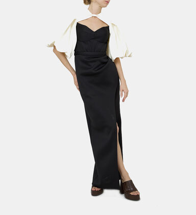 Puffed Sleeve Cape Dress