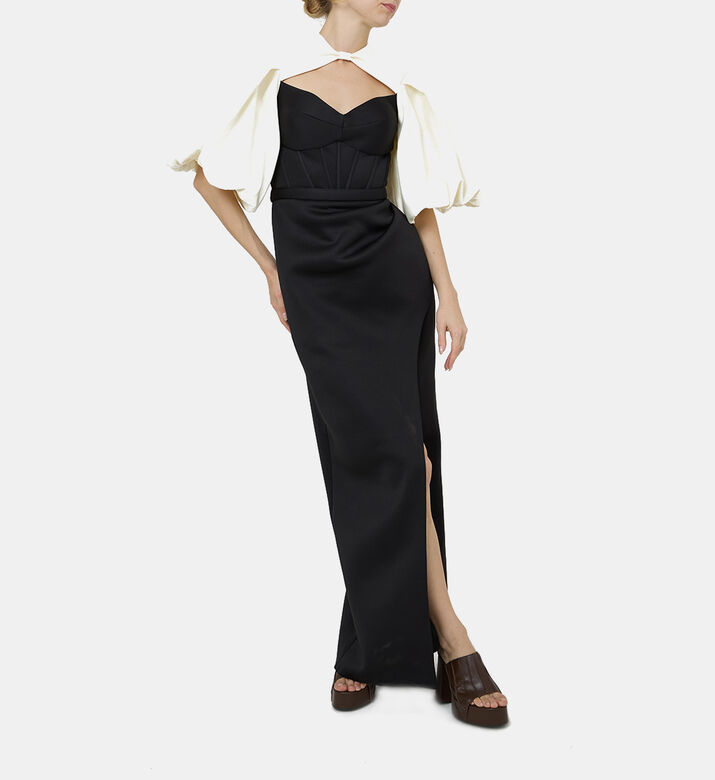 Puffed Sleeve Cape Dress
