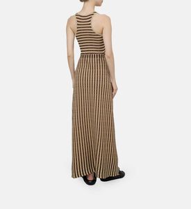 فستان أليكي متوسط الطول قطن مضلع مخطط