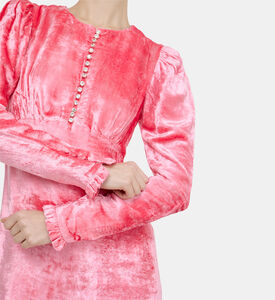 فستان مخملي منتفخ الأكتاف