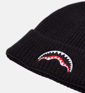 Sharkmouth-embroidery Ribbed Beanie