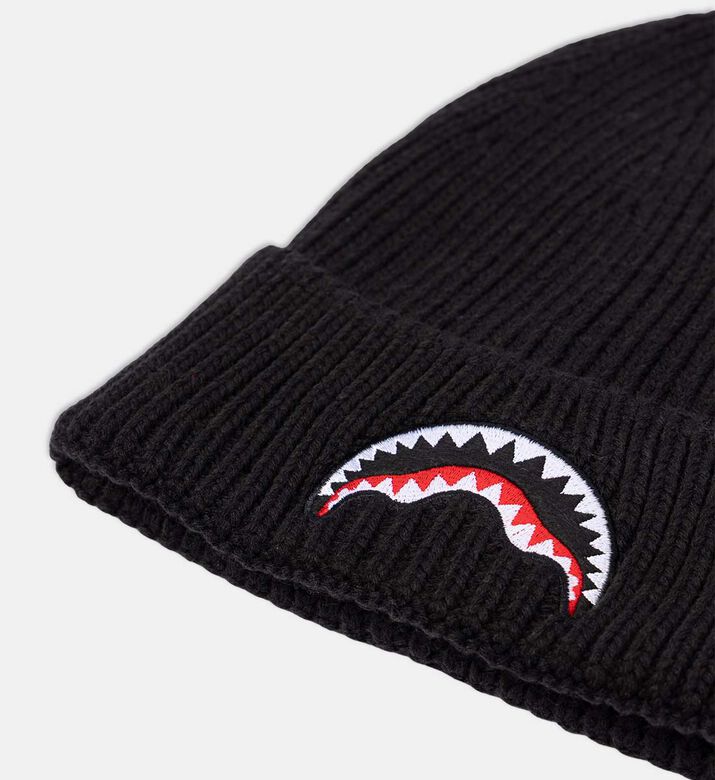 Sharkmouth-embroidery Ribbed Beanie