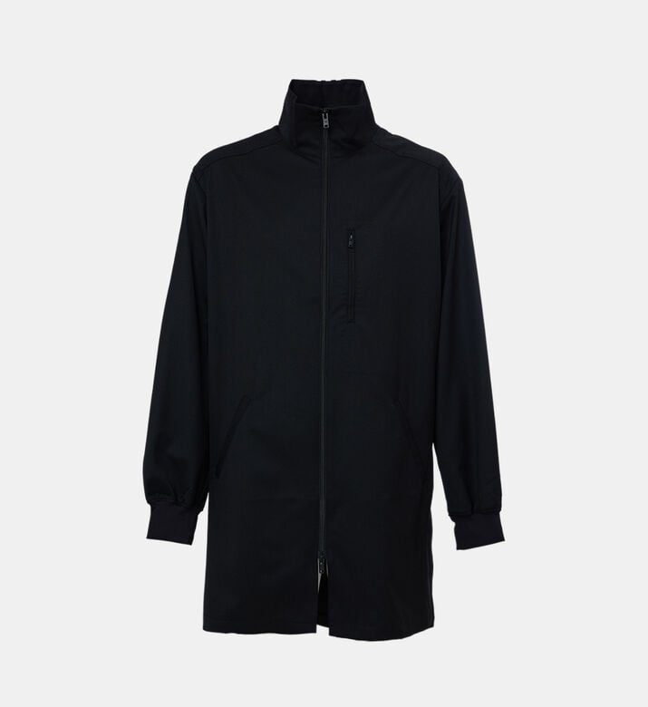 Funnel Neck Split Hem Full-zip Long-sleeve Jacket