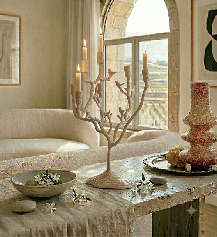 Light and Living Jardia Branch Candle Holder, White, 60x35x70-cm, Packshot View