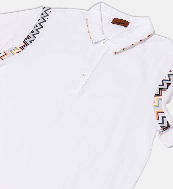 Cotton Zigzag-trim Short-sleeve Polo Shirt