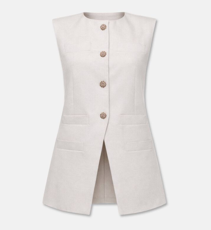 Blue For Burgundy Jewel-encrusted Buttons Tailored Vest, Packshot View