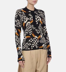 Farm Rio Toucan-embroidery Long-sleeve Polo Shirt, Model View