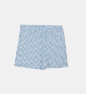 Gingham Pattern Side Buttons Shorts