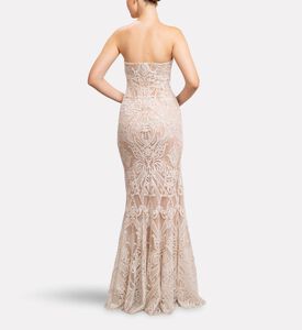 Michael Cinco Thread Embroidered Long Dress, Model View
