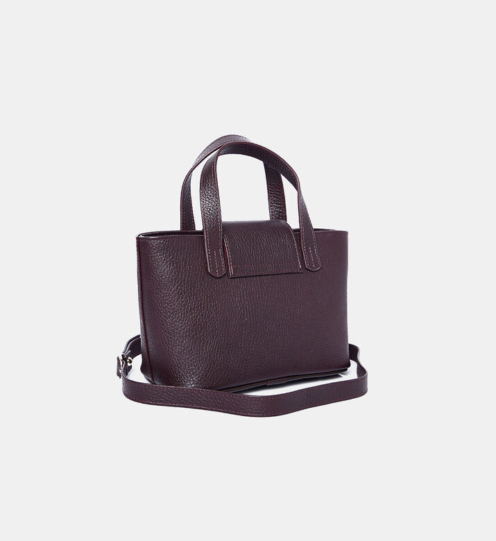 Maya.M Leather Logo-lock Handbag, Burgundy, Packshot View