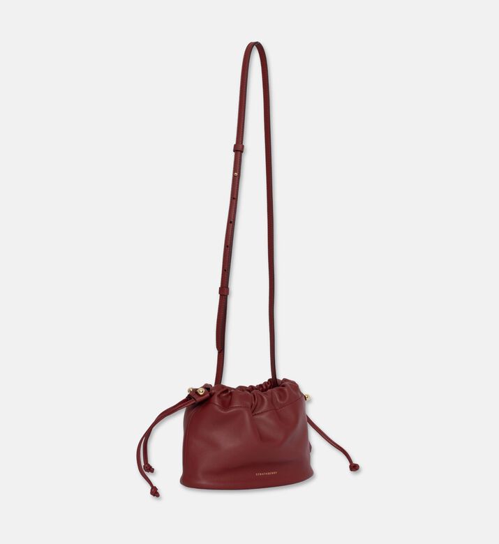 Strathberry Charlotte Drawstring Closure Bag, Dark-brown, Packshot View