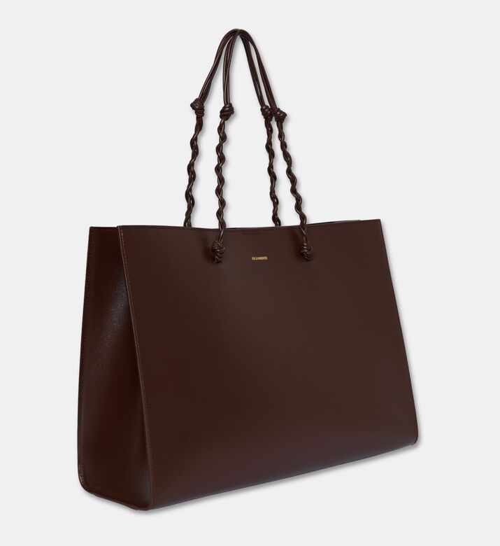 Jil Sander Tangle Shopping Leather Tote, Brown, Packshot View