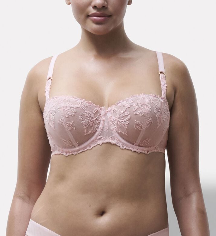 Chantelle Embroidered Half-cup Balconette Bra, Pink, 100, D, Model View