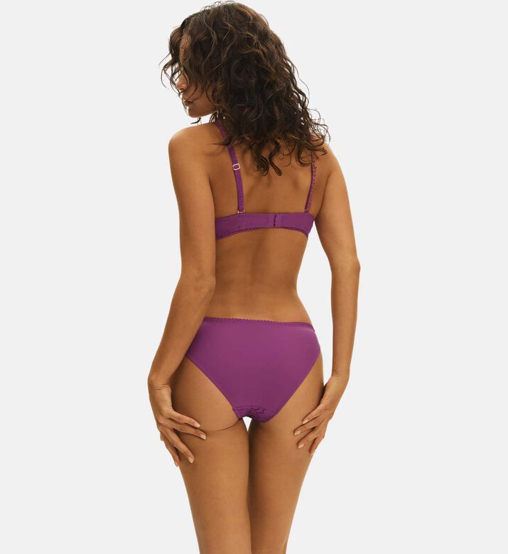 قطعة بيكيني سفلية قصيرة دانتيل فرنسي مزين بأزهار