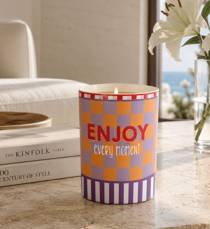 Easy Life Porcelain All-over Print Scented Candle Jar, Packshot View