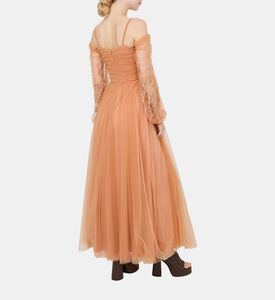 فستان تول مزخرف بالخرز والترتر