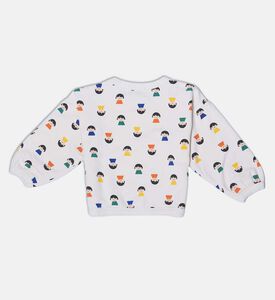Bobo Choses All-over Colorful Face-print Shoulder Snaps Sweatshirt, Packshot View
