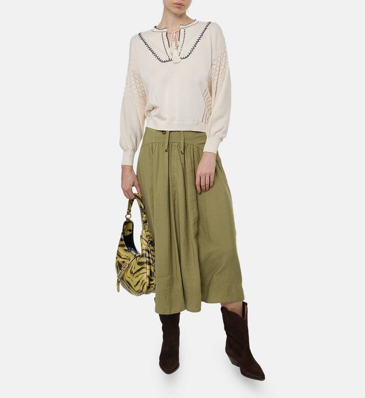 Ba and Sh Knit Embroidered Long-sleeve Blouse, Model View