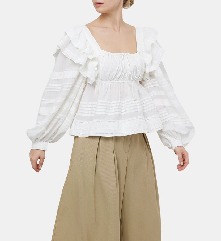 Square Neckline Flared Blouse