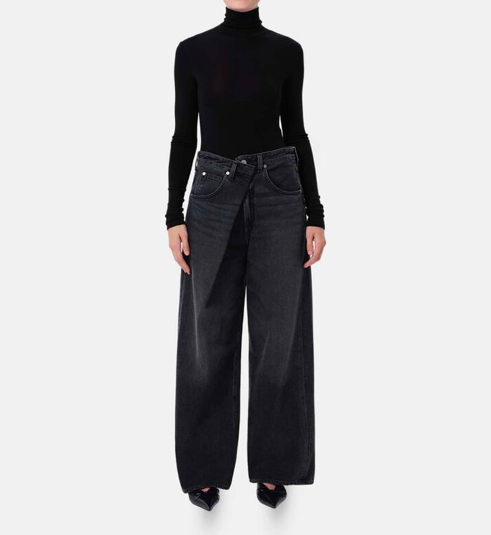 Agolde High Rise Wide-leg Denim Pants, Model View