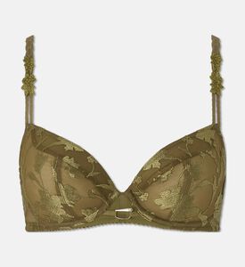 Chantelle Floral-embroidery Bra, Olive, 85, E, Packshot View