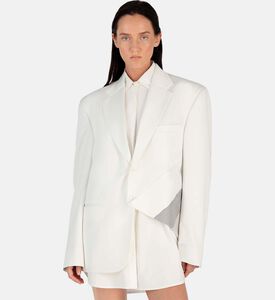 بليزر حريري مطوي بطبعة مخططة