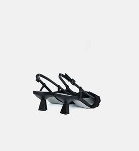 Leather Fabric Slingback Pumps Leather Fabric Slingback Pumps