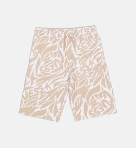 شورت قصير بقصّة عادية بطبعة شعار على كامله