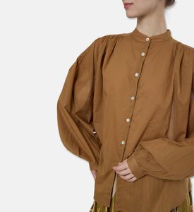 Mes Demoiselles Celeste Button-up Blouse, Caramel, Xs, Model View
