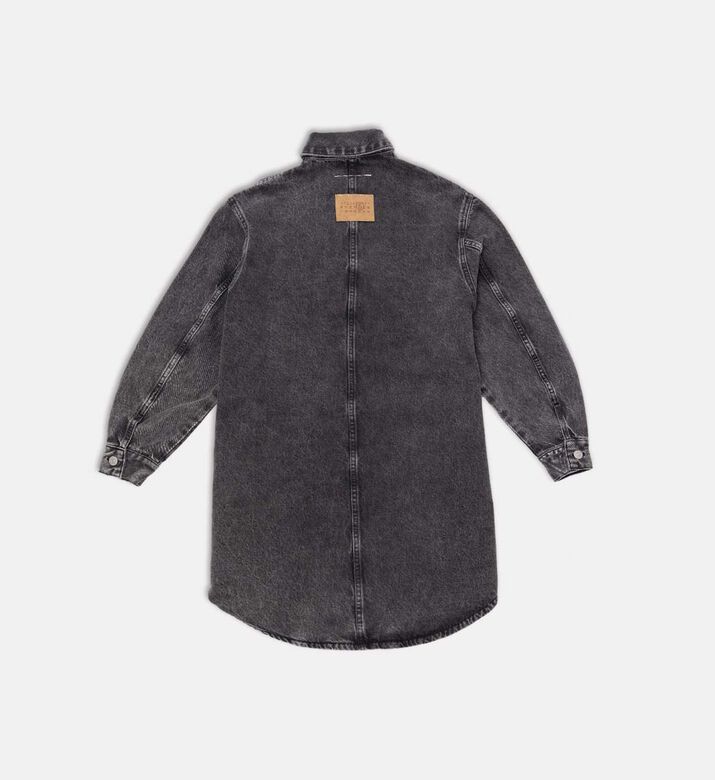 فستان بنمط قميص دنيم بأكمام طويلة فستان بنمط قميص دنيم بأكمام طويلة