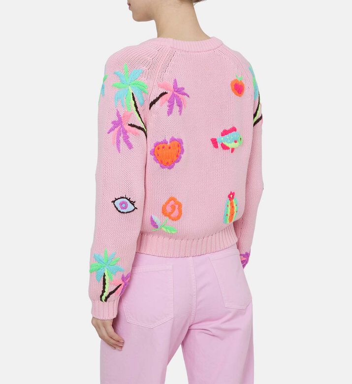 كنزة مطرزة محبوكة مطرزة