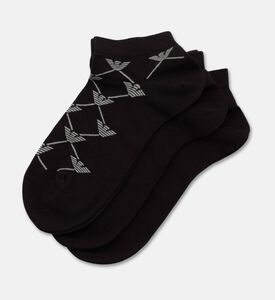 Emporio Armani Logo-print Ankle-cut 3-pack Socks Set, Black, L-xl, Packshot View
