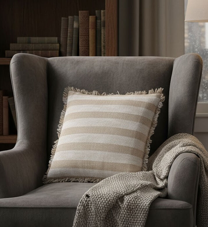Home Deco and More Glory Fringe Edges Cushion, Packshot View