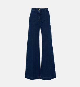 Luisa Spagnoli Button Closure Wide-leg Denim Pants, Packshot View