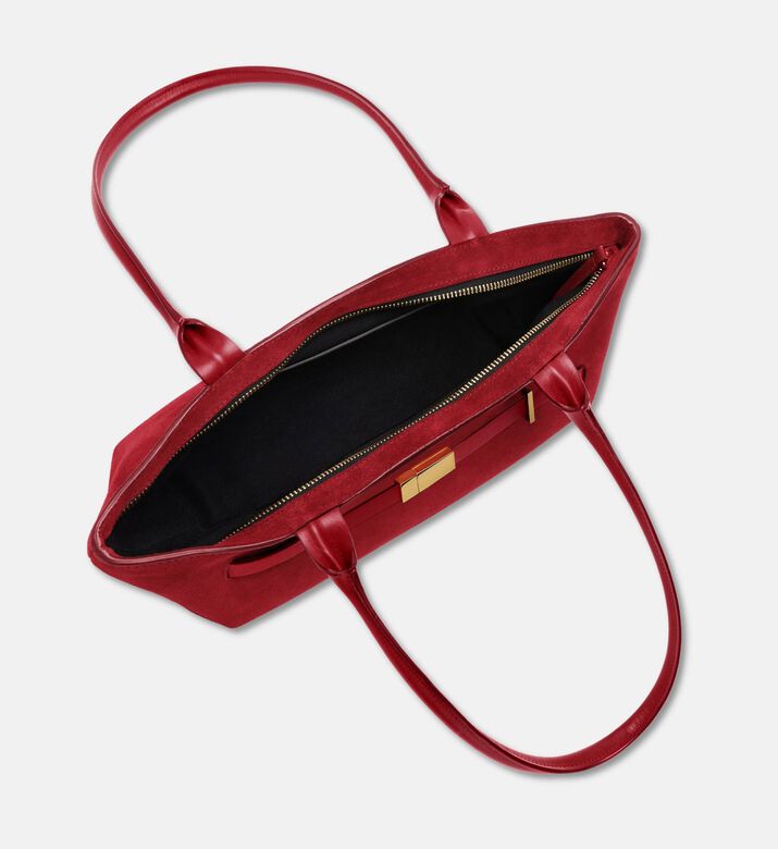 Demellier The New York Elongated Suede Shoulder Bag, Red, Packshot View