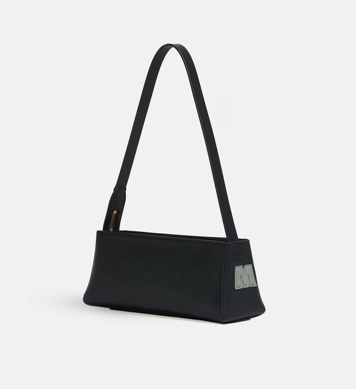 Leather Logo-embroidery Shoulder Bag