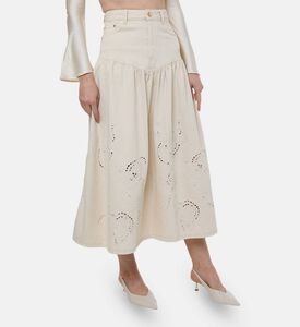 Ganni Embroidered Long Denim Skirt, Model View